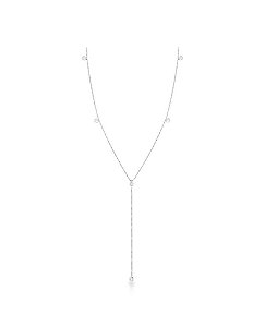 Colar gravata com ponto de luz na prata