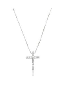 Colar de cruz cravejada na prata