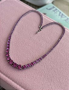 Colar riviera decrescente pink