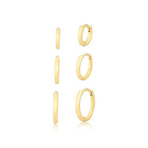 Trio de argola fina dourada