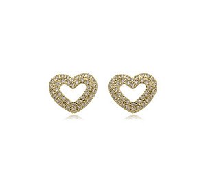 Brinco de coração cravejado