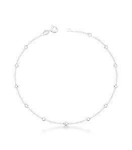 Tornozeleira de esferas na prata