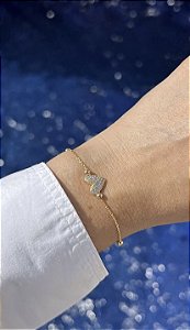 Pulseira de coração dourado