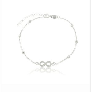 Pulseira infinito cravejado na prata 925