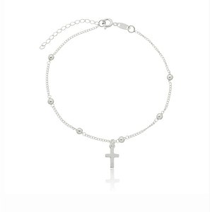 Pulseira de cruz na prata