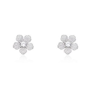 Brinco de flor cravejado