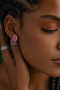 Conjunto de pedra fusion light pink na prata