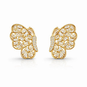 Brinco meia borboleta cravejada