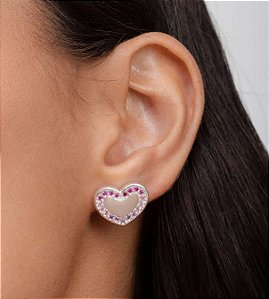 Brinco de coração na prata