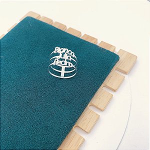 Anel triplo nome personalizado na prata