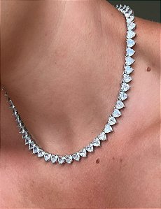 Colar riviera 5mm em formato de coração