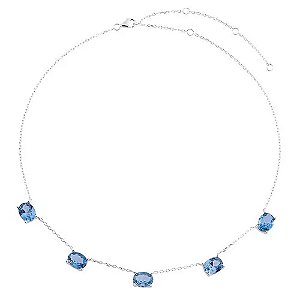 Choker Oval Aquamarine na prata