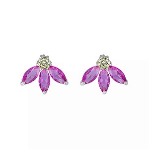 Brinco Flor Três Petalas na prata