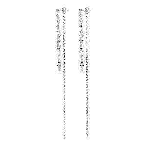 Brinco Baguetes com Corrente na prata