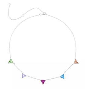 Choker triângulo Colorida na prata