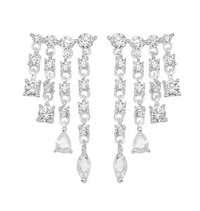 Brinco Cascata Zircônias Branco na prata