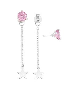 Brinco Pendant Star Rosa na prata
