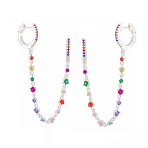 Brinco Riviera para dois furos Colors na prata 925