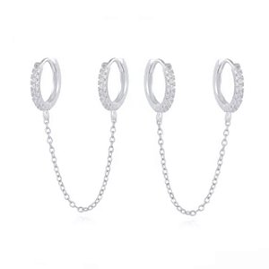 Brinco Corrente Cravejado na prata