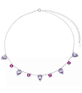 Choker Lavanda com Pink na prata