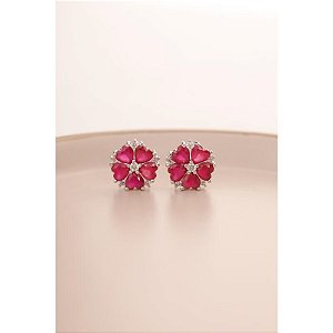 Brinco de flor rubi