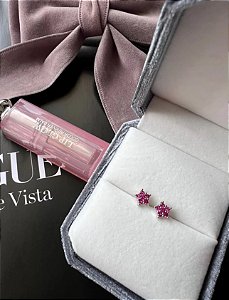 Brinco em formato de flor pink