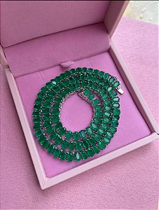 Colar riviera esmeralda oval