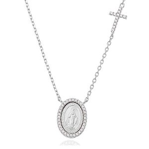Colar Nossa Senhora das Graças com cruz prata 925 (escolha o banho)