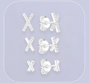 Trio de x na prata 925