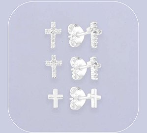 Trio de cruz na prata 925