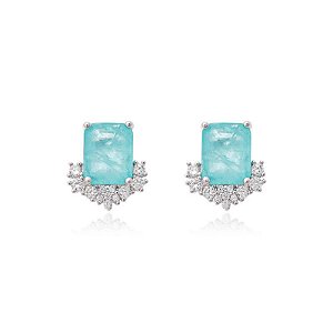 Brinco retangular com cravejado embaixo colômbiana