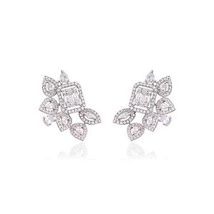 Brinco baguetado retangular cristal