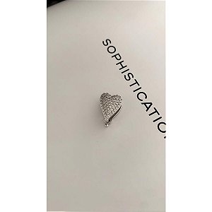 Pingente para fita ou riviera de coração cristal rodio branco