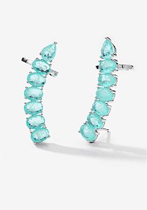 Brinco ear cuff seis ovais com gota invertidana ponta colombiana