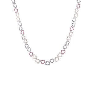 Colar riviera de corações pink, lilás e rosé