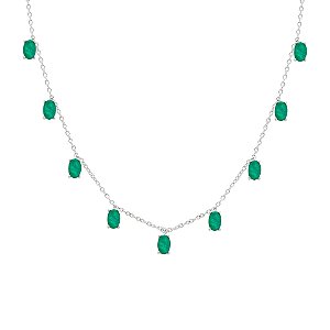 Colar com pedra penduradas esmeralda na prata 925