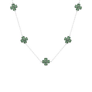 Colar cinco trevos esmeralda na prata 925