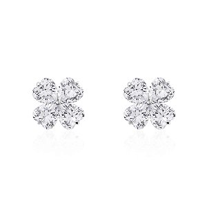 Brinco de trevo cristal na prata 925 (escolha o tamanho)