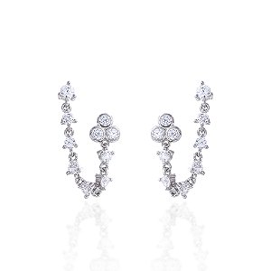 Brinco para dois furos na prata 925