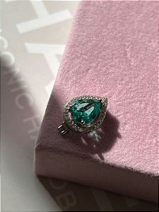 Pingente para pulseira de fita gota cristal e turmalina