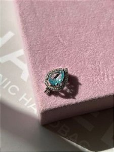 Pingente para pulseira de fita gota cristal e acqua