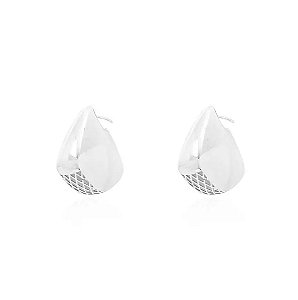 Brinco argola barbatana ródio branco (escolha o tamanho)