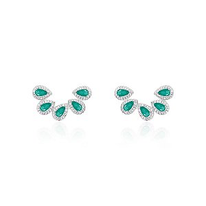 Brinco ear cuff cinco gotas esmeralda