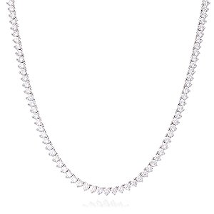 Colar riviera 3mm três pontas prata 925 com banho de ródio branco