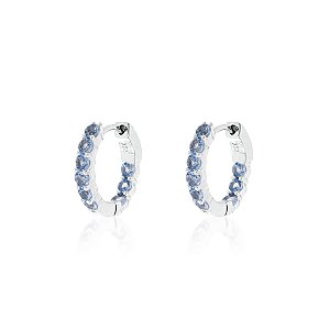 Argola acqua na prata 925