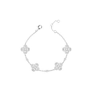 Pulseira quatro trevos baguetados na prata 925