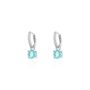 Argola com ponto de luz paraíba na prata 925