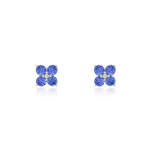 Brinco trevo tanzanita na prata 925