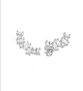 Brinco ear  cuff baguetado na prata 925