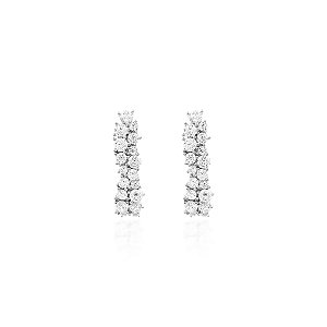 Brinco earhook com duas fileiras cravejadas na prata
